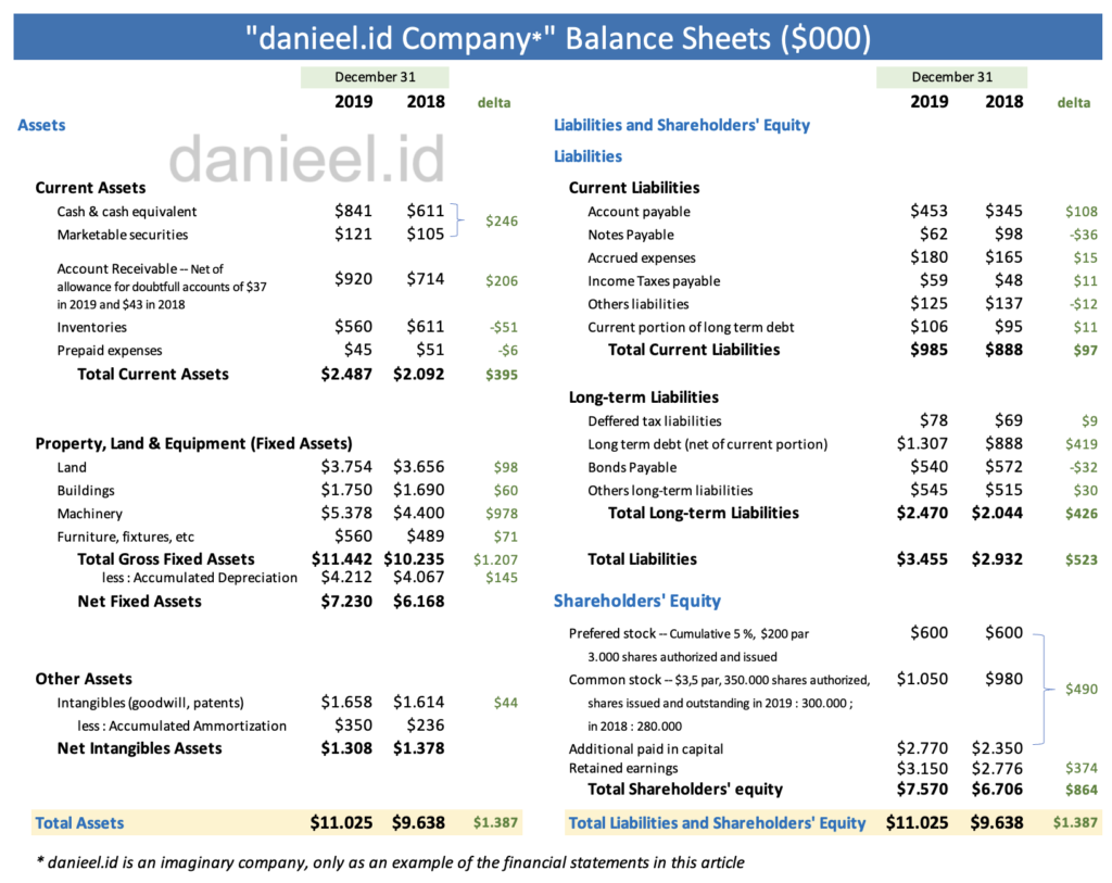 Example of how to read the danieel.id company balance sheet