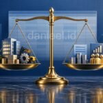 Ilustrasi keseimbangan aset, liabilitas, dan ekuitas dalam neraca perusahaan