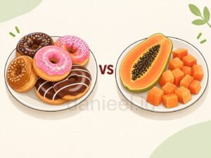 choosing low-calorie papaya over a donut