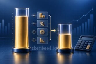 Ilustrasi perbandingan EBITDA dan net profit dalam laporan keuangan