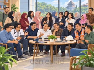 Mahasiswa SMEMBA SBM ITB dari beragam profesi berbincang akrab selepas kuliah