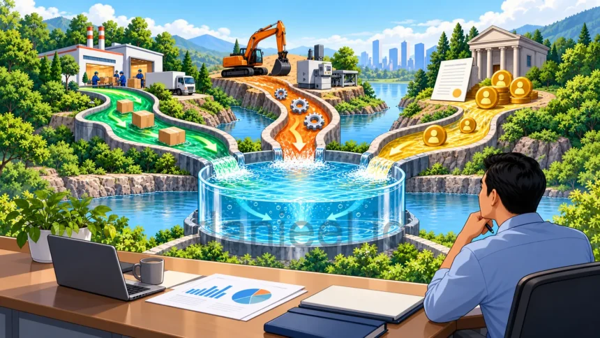 Ilustrasi cara membaca laporan arus kas dari aktivitas operasi, investasi, dan pendanaan perusahaan.