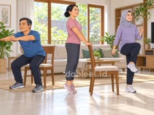 Contoh squat, berjinjit, dan senam ringan sebagai gerakan setelah makan