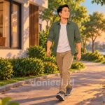 Jalan kaki setelah makan di jalur taman dekat rumah