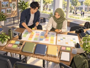 Mahasiswa mengatur jadwal dan tugas organisasi dengan sistem yang terstruktur