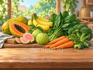 Papaya, bananas, guava, and vegetables as high-fiber choices among healthy and fit life tips