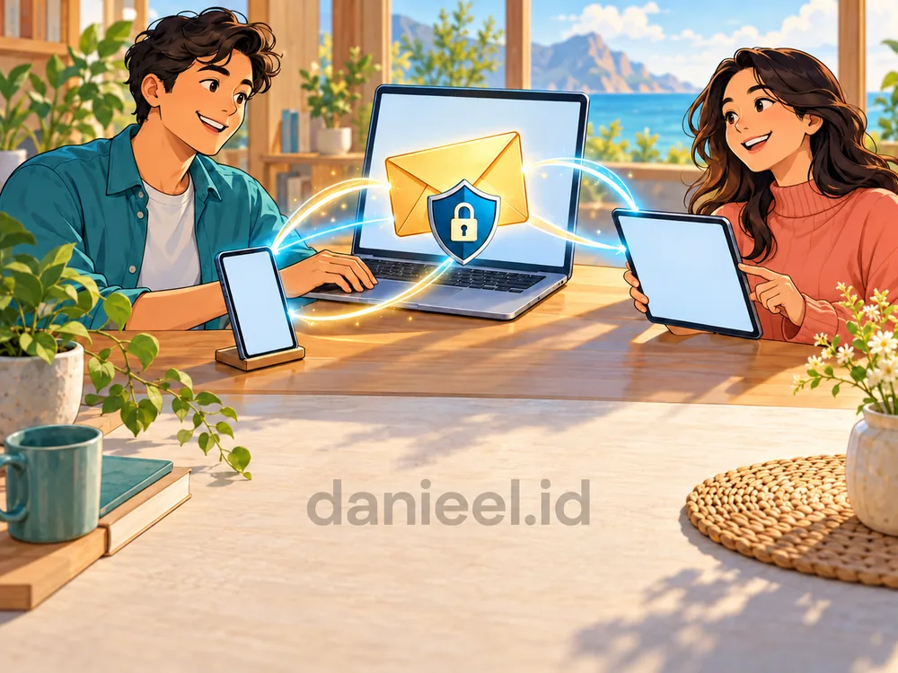 A phone and a laptop linked together with a locked message symbol for verifying account access