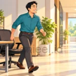 Pekerja bangkit dari kursi untuk mengambil jeda gerak dan mengurangi bahaya duduk terlalu lama.