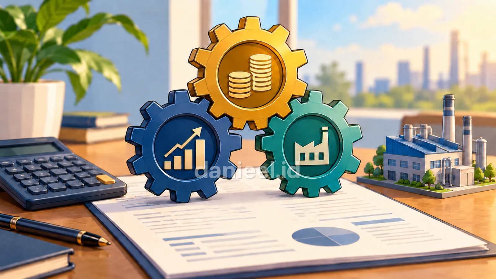 Ilustrasi DuPont Analysis yang menghubungkan margin laba, efisiensi aset, dan pendanaan perusahaan.