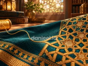 Benang yang menyatu dengan motif kain sebagai simbol membaca kembali dengan perhatian
