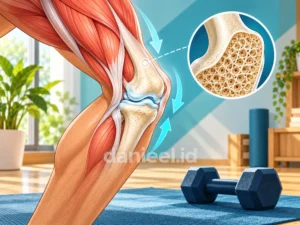 Tulang, sendi, dan tarikan otot menggambarkan rangsangan beban dari latihan kekuatan