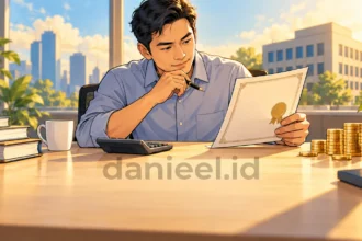 Analis menghitung cost of debt menggunakan kalkulator dan dokumen obligasi perusahaan