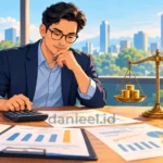 Analis menghitung cost of equity dengan kalkulator dan menimbang risiko serta imbal hasil