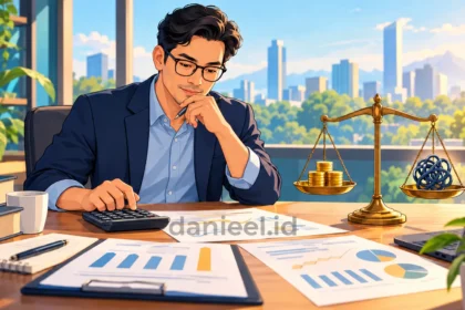Analis menghitung cost of equity dengan kalkulator dan menimbang risiko serta imbal hasil