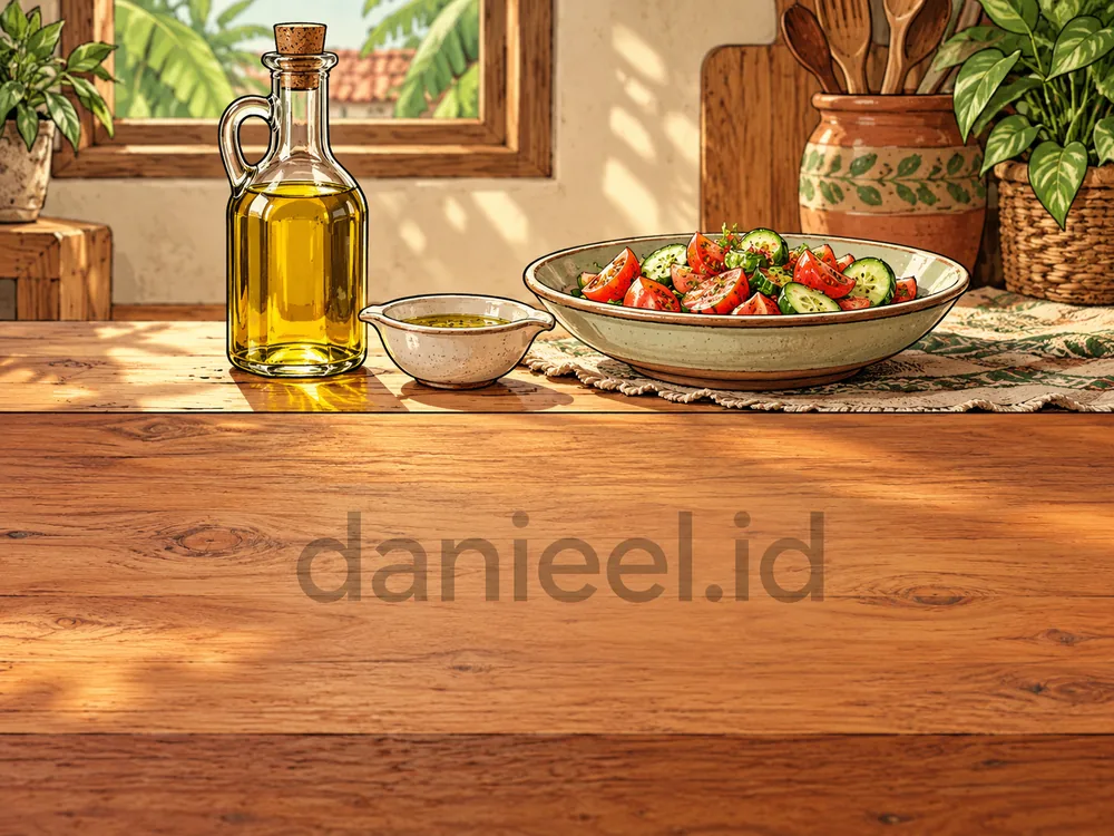 Olive oil and a fresh salad as one of the easy superfoods to keep at home