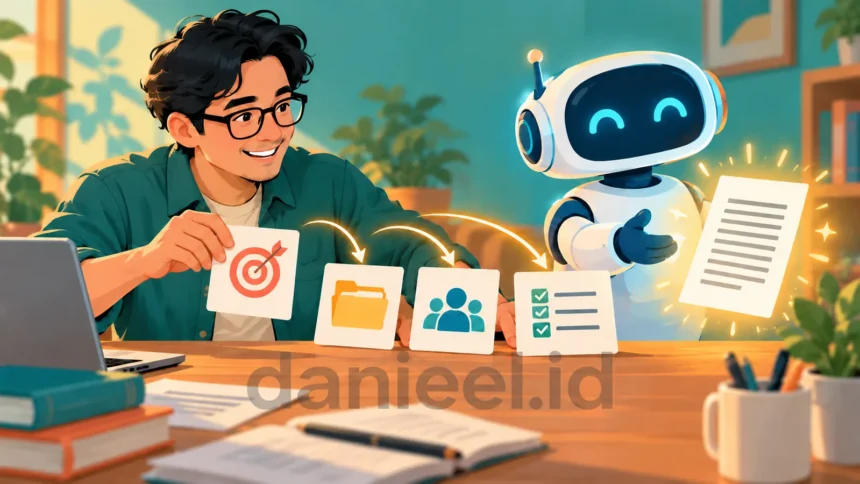 Prompting AI yang efektif melalui arahan tujuan, konteks, audiens, dan standar hasil yang jelas