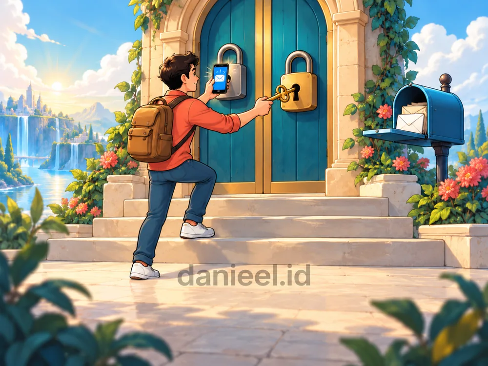 An account door with two locks in sequence and a mailbox for access recovery